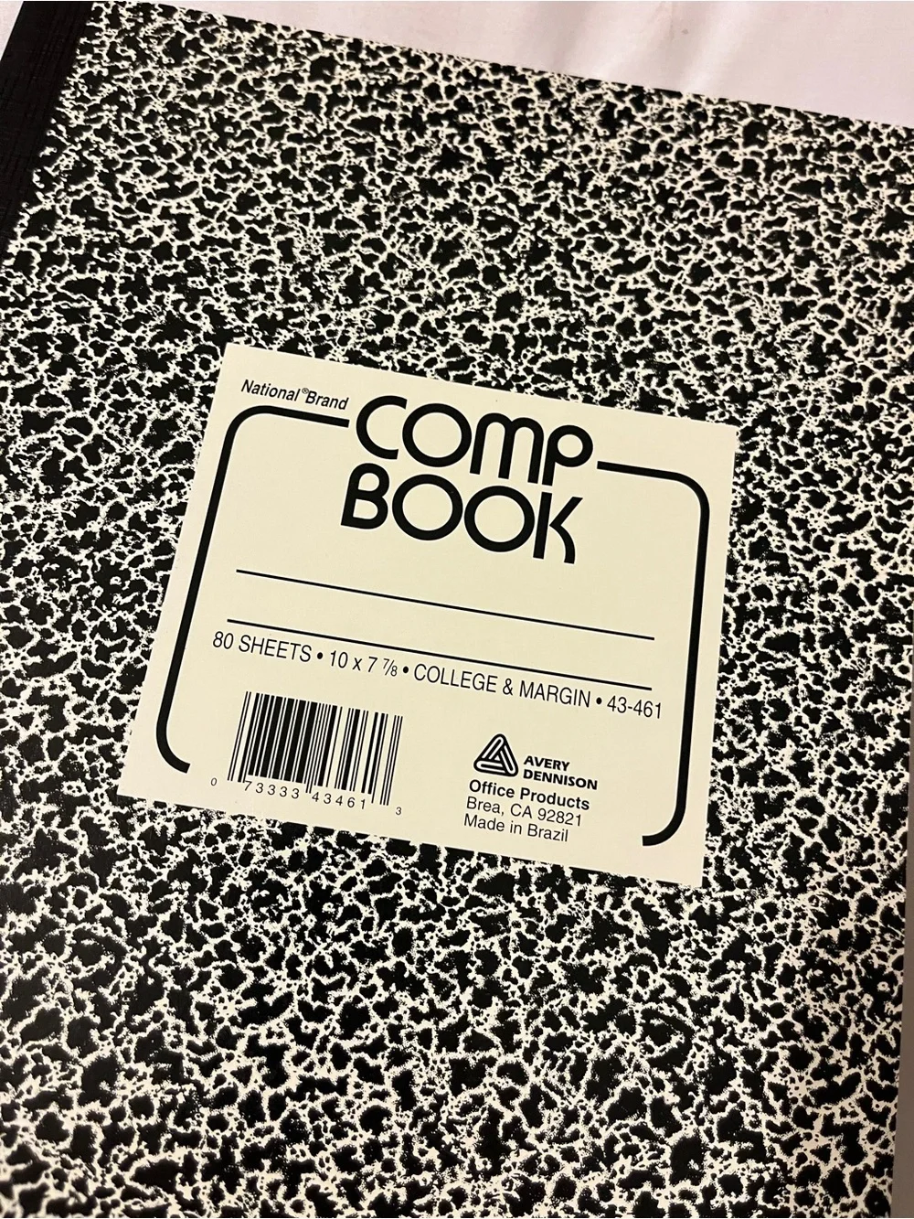 National Brand Composition Notebook College Ruled 80 Sheets Black White 10x7.8